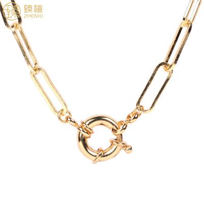 China ZHENXI Large Paper Clip Clasp Environmental Friendly Colorful 18K Gold Plated Punk Hip Hop Necklace For Women And Men for sale