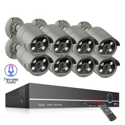 중국 Integrated Siren 1080P AI Siren Motion Detection 8CH 2MP NVR Camera KIT CCTV Surveillance Security Camera System 판매용