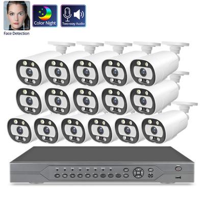 中国 Indoor siren security camera system 16ch 5mp hd poe nvr kit 16ch cctv nvr 4k camera system 販売のため