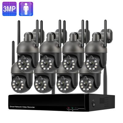 China 8 Camera Motion Detection Alarm PAN-TILT 8Channel Wifi Security PTZ Outdoor CCTV Kit with Eseecloud App Te koop