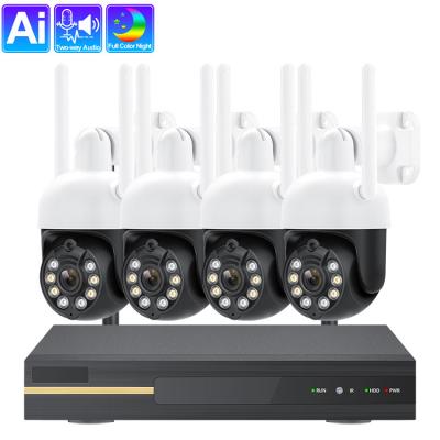 China PAN-TILT OEM ODM H.265 3MP AI Wifi Outdoor CCTV Camera System 8ch POE Nvr Kit Wireless PTZ Dome CCTV System en venta