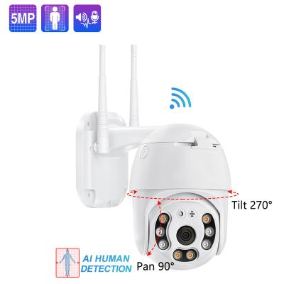 China Built-in CCTV Two-Way Audio Outdoor Wireless Camera AI IP Camera WIFI Dome Speed ​​Siren 5MP PTZ Full Color Night Vision for sale