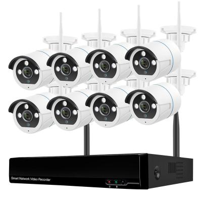 Chine CCTV Integrated Siren 8CH 3MP Wifi Audio H.265 Outdoor Wireless IP Camera Built in Microphone Video Surveillance Kit à vendre