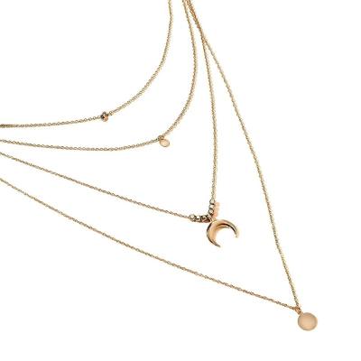 China European And American Yiwu Xixi CLASSIC Commercial Fashion Clavicle Personality Moon Multilayer Four Disc Layered Necklace for sale