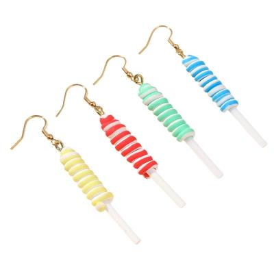 China Yiwu Xixi Japan South Korea Rainbow Pottery Candy Color Cool Earrings Cute Commercial Creative Popular Small Lollipop Soft Crowd for sale