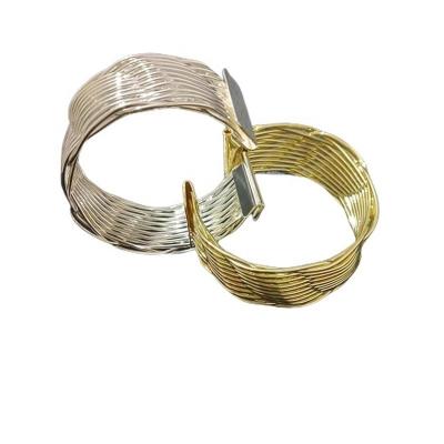 China Yiwu Xixi cute commercial hot new product in Europe and America shape soft hand - woven geometric line metal c-shaped bracelet for sale