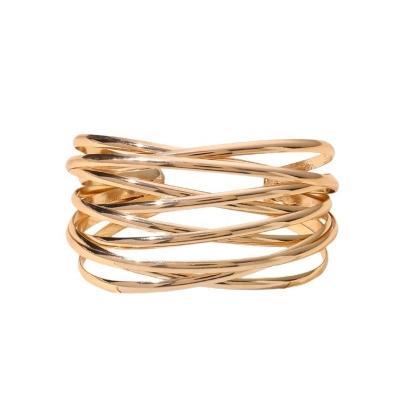 China Yiwu Xixi's environment-friendly trade popular in Europe and the United States vintage multi-layer hollow oval opening simple geometric line bracelet for sale