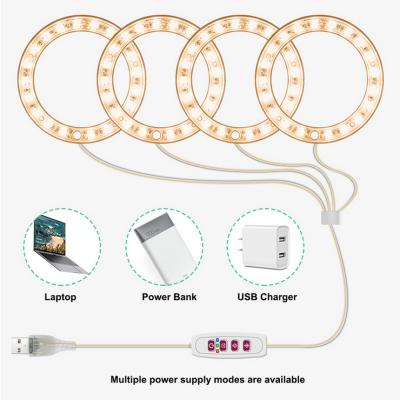 China LED Led Plant Growth Lamp Full Spectroscopy Indoor Intelligent Timing Ring Plant Lamp Four Head Light for sale