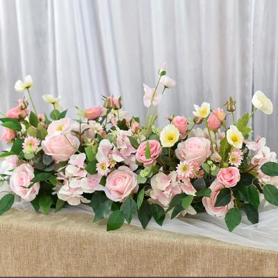 China Wedding Party Event Decoration Artificial Flower Hydrangea Rose Wall For Mall Window Display Flower Row For Wedding Garden for sale