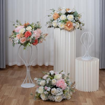 China Green White Artificial Silk Flower Ball Rose Flower Ball Wedding Centerpieces eco-friendly rose for wedding decoration for sale