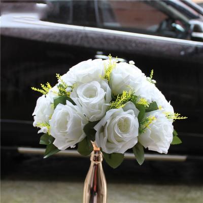 China Eco-Friendly Centerpieces for Wedding Table Rose Artificial Silk Flower Ball Wedding Rose Ball for Wedding Flower for sale