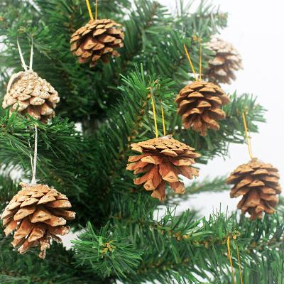 China Handwork Natural Christmas Hanging Pine Cones Tipped Cones Ornaments Pine Cones Pendant Decoration for sale