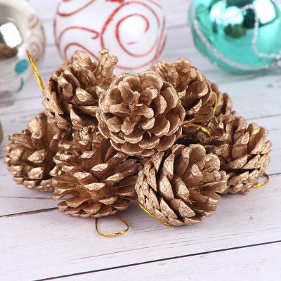 China Handwork Christmas Tree Decorations Pine Cone Charm Christmas Tree Decoration 3-5cm Natural Snowflake Pine Cones 9pcs/Pack for sale