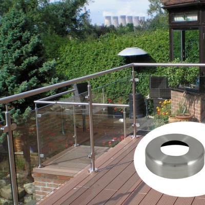 China Stainless Steel Pipe Railing Accessories Base Flange Decorative Modern Glass Cover Laminate Stainless Balcony Cover Balcony Fencing Covers for sale