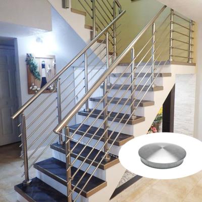 China Modern 304 316 Stainless Steel Tube Pipe Stair Railing Fencing Decoration Handrail End for sale