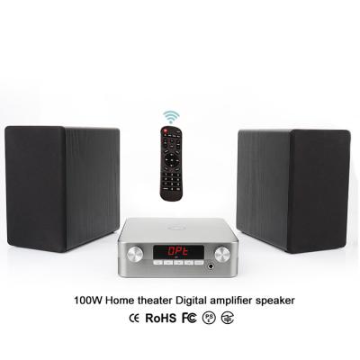 China Mini System 100W Home Theater TV Audio Digital Amplifier Wooden BT MDF Karaoke Wireless Stereo Speaker for sale