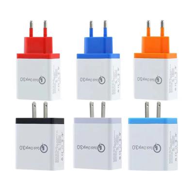 China 1USB 2USB 3 Port USB Conventional Colorful Fast Charger QC3.0+ Function Super Fast Mobile USB Travel Wall Adapter for sale