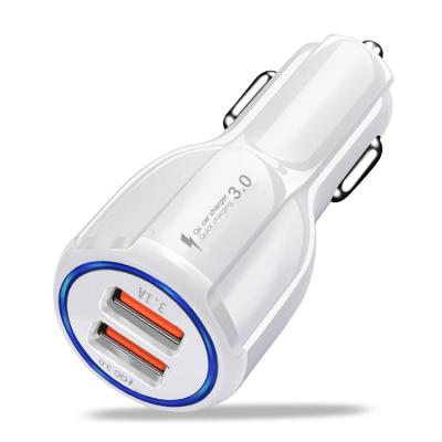 China Fashion IC Dual USB car charger qc2.0 universal smart fast fast phone qc3.0 charging IOS mobile android type-c other devices for sale