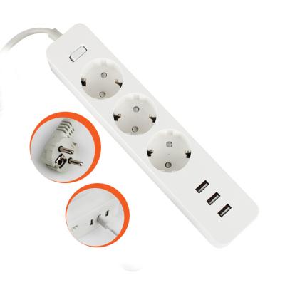 China Universal Power Strip Residential/Multi-Purpose Professional Design with 3 Smart USB Port and 3 Plug for sale