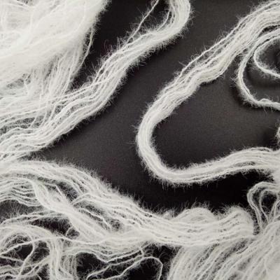 China Fiuffy Undyed White Skein Knitting Fancy Yarn 0.7 Cm Feather Mink Furs Like Yarn For Pattern Making Crocheting Knitting Weaving for sale