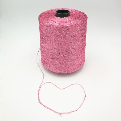 China Fancy Yarn 100% Polyester 150 D 3 Mm Sequin Beads Thread Shiny Bright Fancy Yarn For Knitting for sale