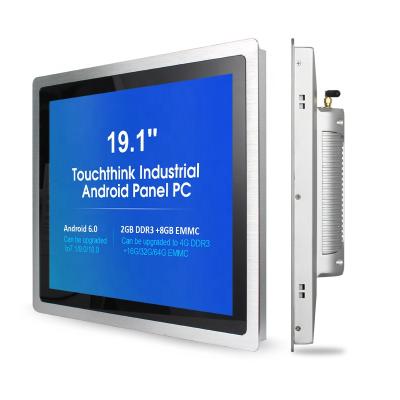 China Touchthink Aluminum Alloy Enclosure 19.1 Inch Android System 1000 Nits 3MM Ultrathin Bezel Embedded Kiosk Panel PC Industrial Android With USB Port for sale