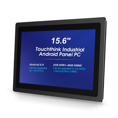 China Aluminum Alloy Enclosure Touchthink High Backlight 15.6 Inch Low Power Water Proof Tight Outdoor Auto Panel 1500cd/m2 Industrial Android PC for sale