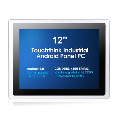 China Touchthink RK3399 4GB DDR3 32GB EMMC Android 9.0 Aluminum Alloy Enclosure 1000 Nits UV Resistance 12 Inch Industrial All In One Android Panel PC for sale