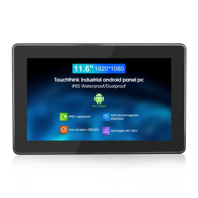 China 11.6 Inch Touchscreen Panel Industrial Android PC Aluminum Alloy Enclosure Touchthink FCC CE For Assistance With NFC RFID Card Reader for sale