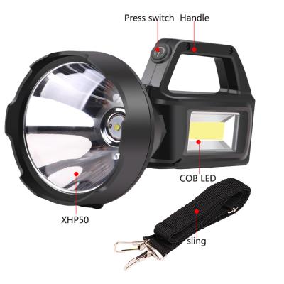 China Multifunctional 8000 Lumen LED Portable Floodlight XHP50 ABS LED Emergency Floodlight USB Charging Super Bright Powerful Flashlight 6 Modes for sale