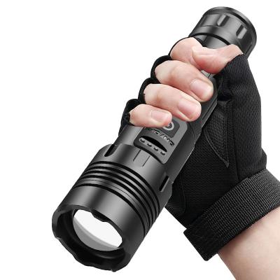 China Camper Ultra Bright Led Flashlight Torch Camping Light Prints Waterproof Zoomable Police Led Torch Flashlight for sale