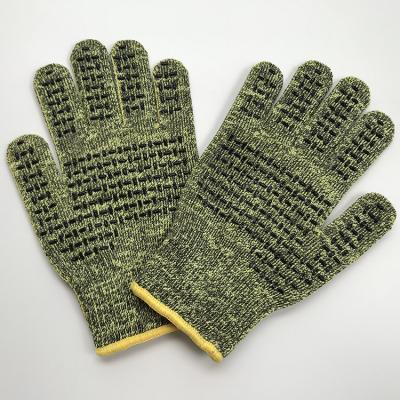 China Anti-cut cut resistant stainless steel aramid fiber knitted gloves with silicone dotted for sale