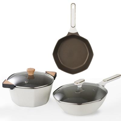 China Sustainable New Octagonal Series Non-Stick Cookware Set Medical Stone Cookware Set for sale