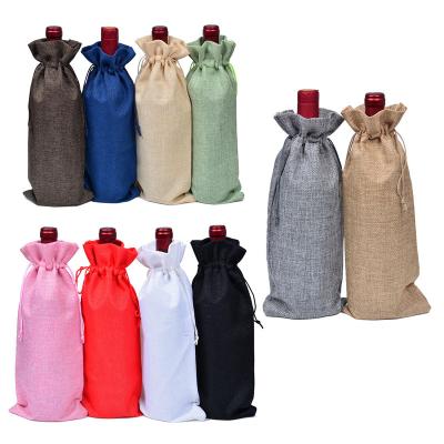 China Wine Canvas Bag Champagne Canvas Drawstring Bag 750ml Folding Blind Wine Taste Bag 15*35cm for sale