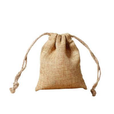 China Eco-friendly Custom Logo Printed Drawstring Burlap Pouch Christmas Gift Jute Bag for sale