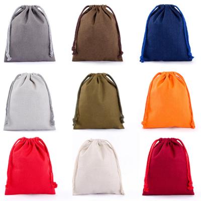 China Custom Color Canvas Bag Package Mouth Drawstring Gift Bag Cotton Handled Tote Bag for sale