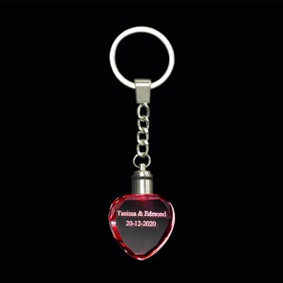 China Modern 3D Heart Key Chain UV Printing High Quality Custom Logo Leaded Crystal Key Chain for sale