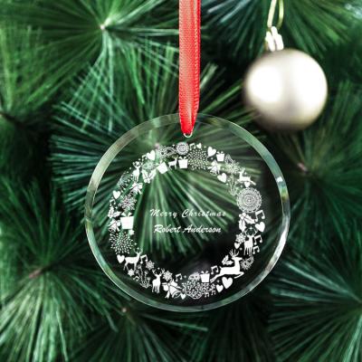 China Europe Christmas Crystal Ornaments Laser Engraving White Ornament Wholesale Glass Crystal Ornament for sale