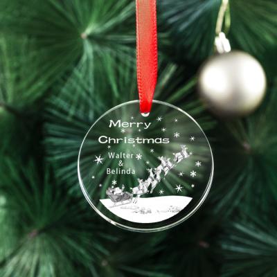 China 2021 Europe Clear Christmas Glass Ornament Crystal Ornament Round Crystal Ornament for sale