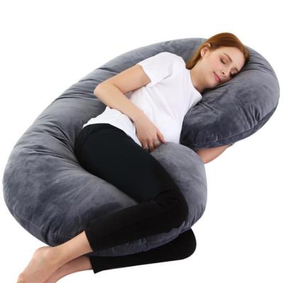 China Nondisposable Woman Side Sleep Full Body Maternity Pregnancy Sleep Pillow C Shape With Removable Washable Velvet Cover for sale