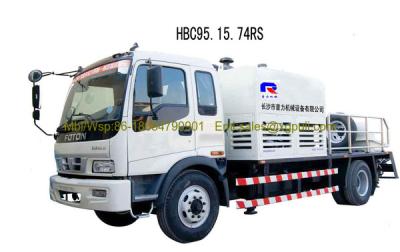 China Truck Mounted Concrete Pumping Equipment , Air Cooling Large Concrete Pump for sale