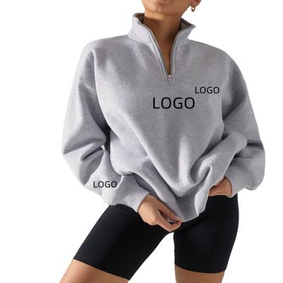 China New Anti-Wrinkle DEC OEM Zipper Custom Hoodies Fleece 1/4 Zipper Comfy Pullover With Logo Crew Neck Women Sweatshirts For for sale