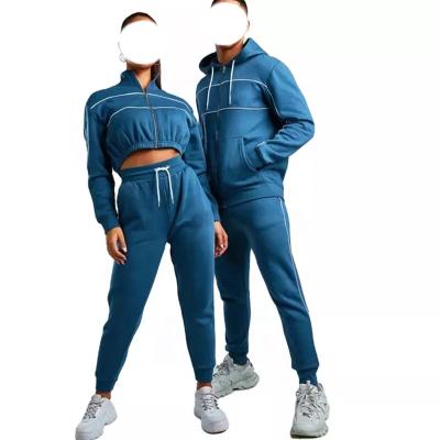 China Wholesale Custom Unisex Clothing Breathable Custom DEC Logo Cropped Hoodies And Jogger Set Women And Men Sportswear Tracksuit for sale