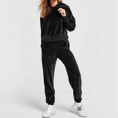 China DEC OEM Velvet Sweatsuit Breathable Custom Women 2 Piece Sport Wear Set Logo Tracksuit Custom Women Sweatsuit Set Pure 100% Cotton for sale