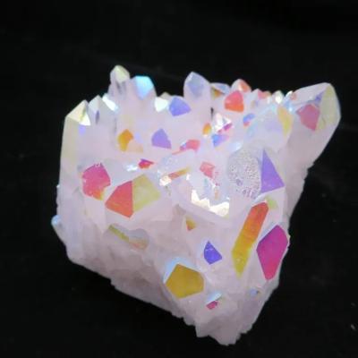 China Environmental Friendly High Quality Wholesale Angel Aura Quartz White Aura Titanium Crystal Cluster for sale