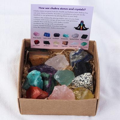 China China Hot selling natural crystal gift box with seven different materials: crystal raw stone aura set for sale