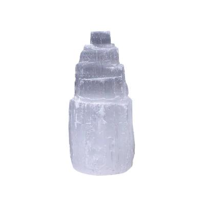 China China Wholesale Natural Crystal Quartz Point Selenite Light Reiki Carved Crystal Gemstone Selenite Lamps For Healing for sale