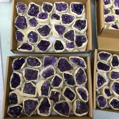 China Art & Collectible Wholesale natural amethyst crystal cluster raw gemstone healing stones Home Office Ornament Decorative Amethyst block with box for sale