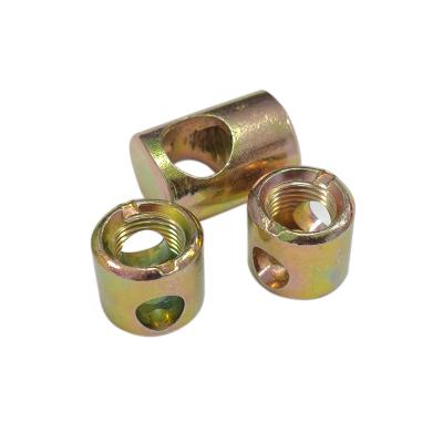 China Exquisite Hardware Accessories Iron Factory Hardware Heavy Industry Furniture Non-Standard Slotted Barrel Nuts With Cross Holes for sale