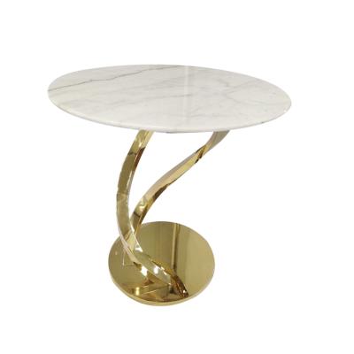 China Modern Marble Coffee Top Sofa Back Side Table Furniture Gold Stainless Steel Living Room Gold Coffee Table Style Side Table Sets For Villa Hotel for sale